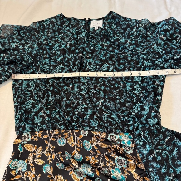 Misa Los Angeles Small Talia Dress ~ Floral Metallic Satin Evening Cocktail - Picture 7 of 10